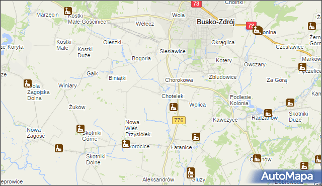 mapa Chotelek, Chotelek na mapie Targeo