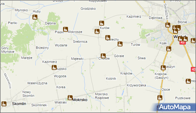 mapa Chotów gmina Mokrsko, Chotów gmina Mokrsko na mapie Targeo