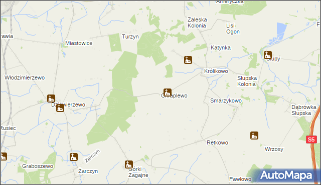 mapa Chraplewo gmina Szubin, Chraplewo gmina Szubin na mapie Targeo