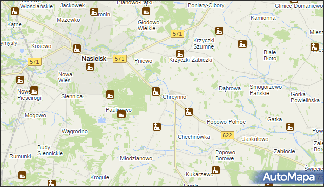 mapa Chrcynno, Chrcynno na mapie Targeo