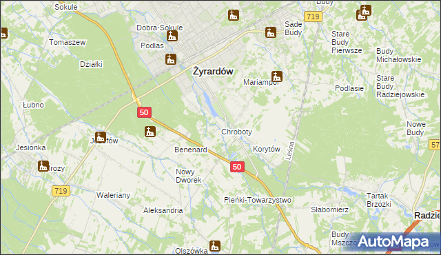 mapa Chroboty, Chroboty na mapie Targeo