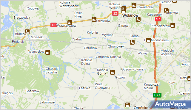 mapa Chronów-Kolonia, Chronów-Kolonia na mapie Targeo