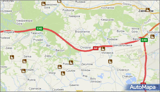 mapa Chrosna gmina Liszki, Chrosna gmina Liszki na mapie Targeo