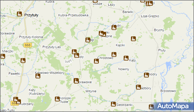 mapa Chrostowo gmina Jedwabne, Chrostowo gmina Jedwabne na mapie Targeo