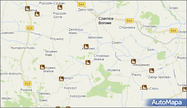 mapa Chrostowo Wielkie, Chrostowo Wielkie na mapie Targeo