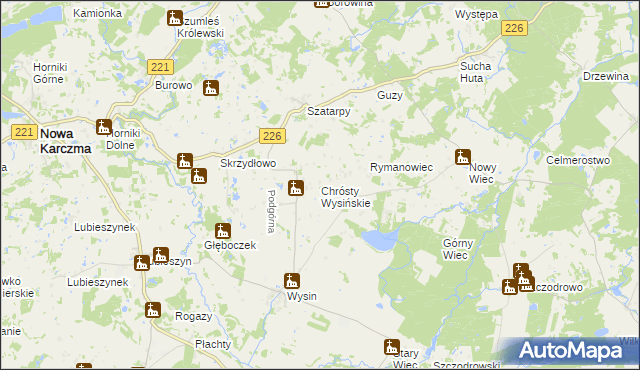 mapa Chrósty Wysińskie, Chrósty Wysińskie na mapie Targeo