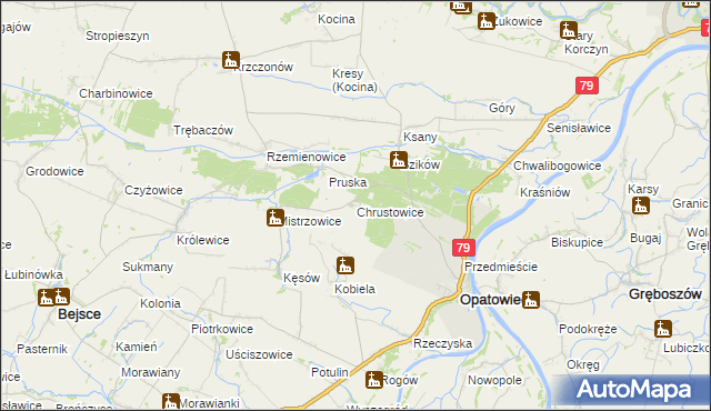 mapa Chrustowice, Chrustowice na mapie Targeo