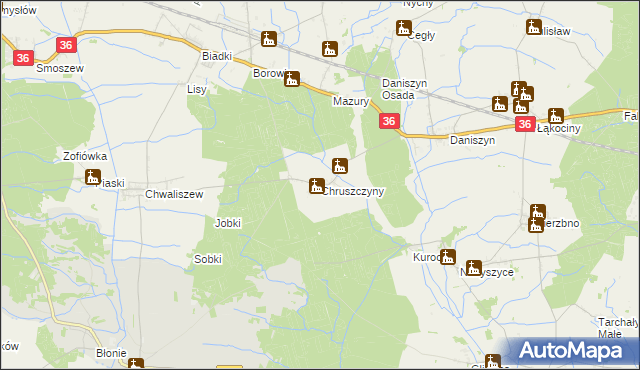 mapa Chruszczyny, Chruszczyny na mapie Targeo
