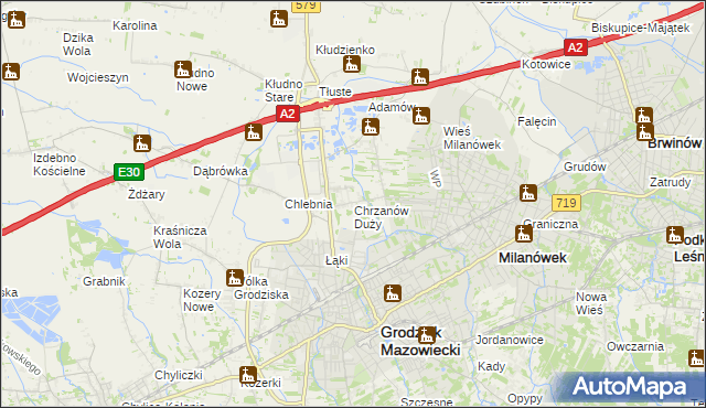 mapa Chrzanów Duży, Chrzanów Duży na mapie Targeo