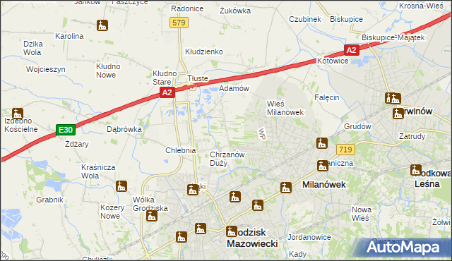 mapa Chrzanów Mały, Chrzanów Mały na mapie Targeo