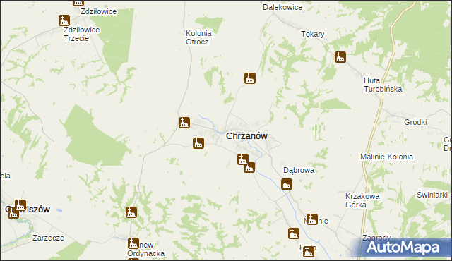 mapa Chrzanów powiat janowski, Chrzanów powiat janowski na mapie Targeo