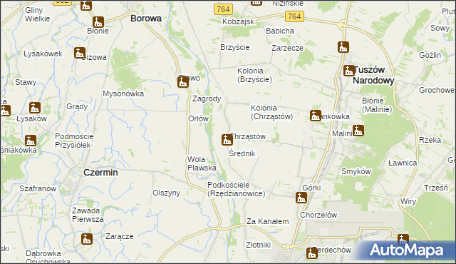 mapa Chrząstów gmina Mielec, Chrząstów gmina Mielec na mapie Targeo