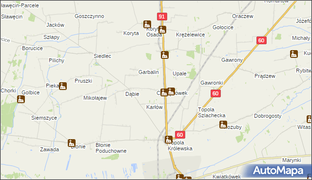 mapa Chrząstówek gmina Łęczyca, Chrząstówek gmina Łęczyca na mapie Targeo