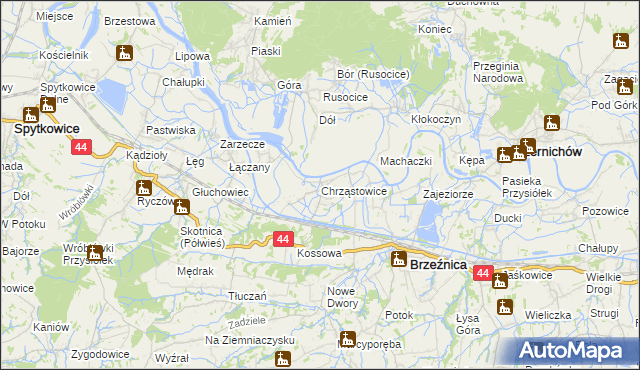 mapa Chrząstowice gmina Brzeźnica, Chrząstowice gmina Brzeźnica na mapie Targeo