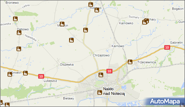 mapa Chrząstowo gmina Nakło nad Notecią, Chrząstowo gmina Nakło nad Notecią na mapie Targeo