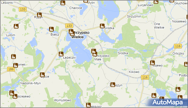 mapa Chrzypsko Małe, Chrzypsko Małe na mapie Targeo