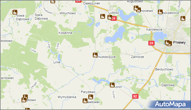 mapa Chudobczyce, Chudobczyce na mapie Targeo