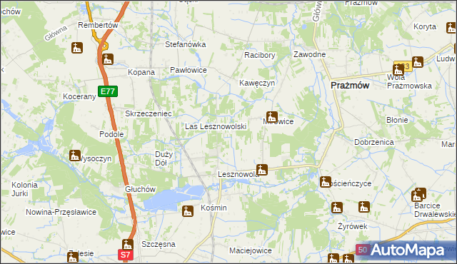 mapa Chudowola gmina Grójec, Chudowola gmina Grójec na mapie Targeo