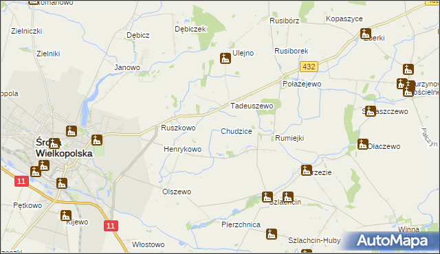 mapa Chudzice, Chudzice na mapie Targeo