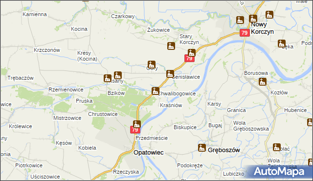 mapa Chwalibogowice, Chwalibogowice na mapie Targeo