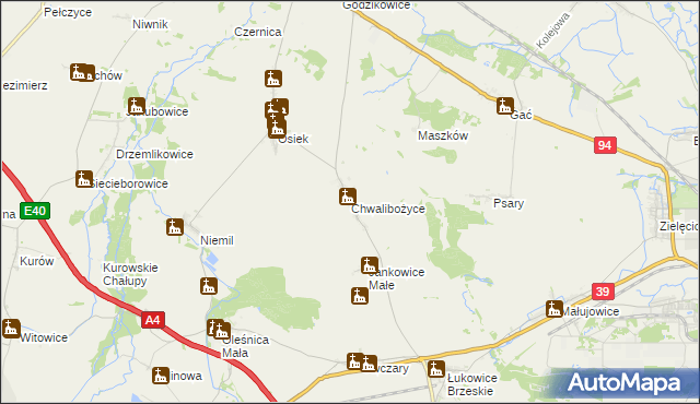 mapa Chwalibożyce, Chwalibożyce na mapie Targeo