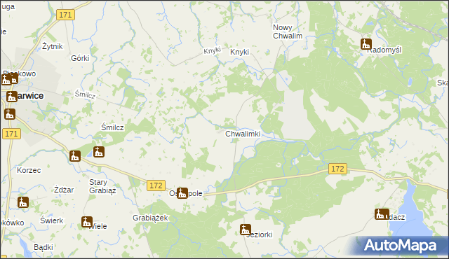 mapa Chwalimki, Chwalimki na mapie Targeo