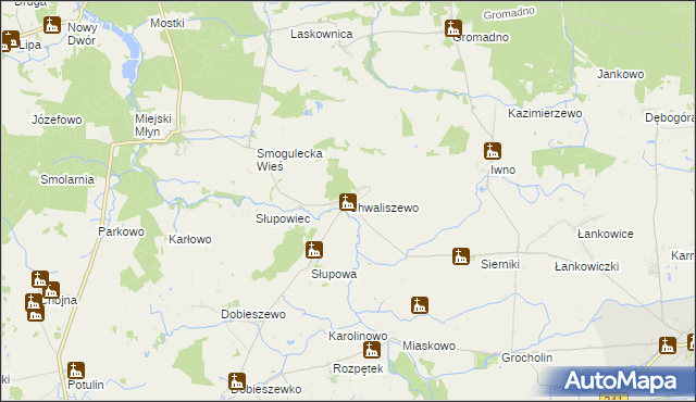 mapa Chwaliszewo gmina Kcynia, Chwaliszewo gmina Kcynia na mapie Targeo