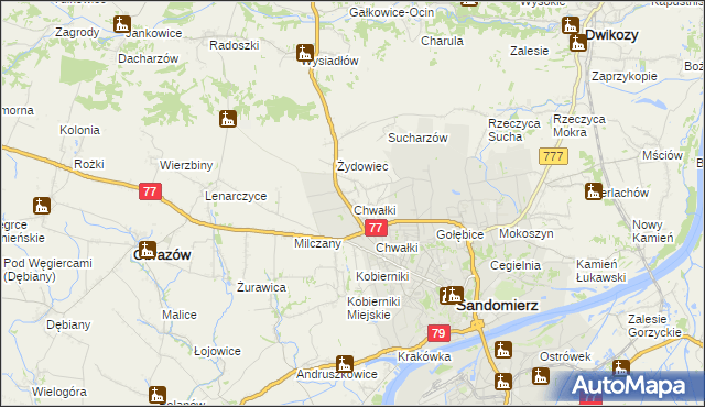 mapa Chwałki gmina Obrazów, Chwałki gmina Obrazów na mapie Targeo