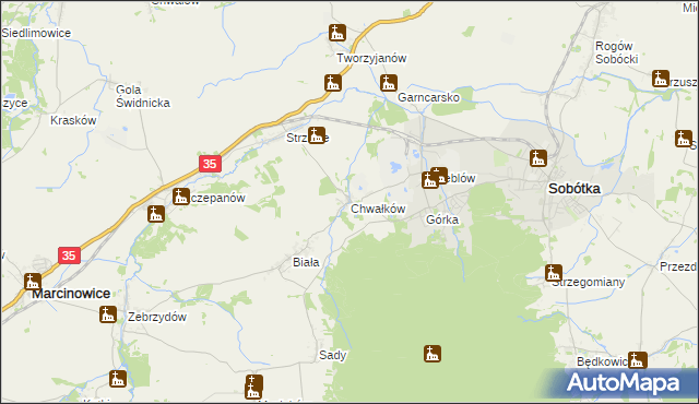 mapa Chwałków, Chwałków na mapie Targeo