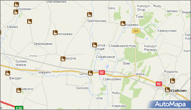 mapa Chwałkowice gmina Strzałkowo, Chwałkowice gmina Strzałkowo na mapie Targeo