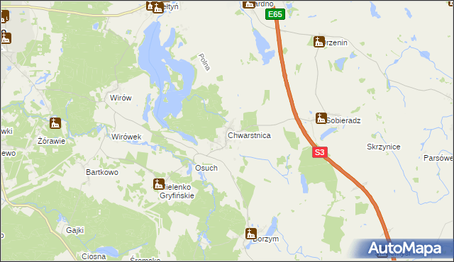 mapa Chwarstnica, Chwarstnica na mapie Targeo