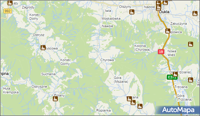 mapa Chyrowa, Chyrowa na mapie Targeo