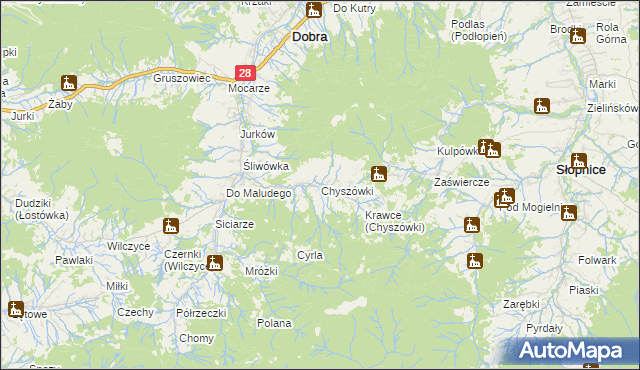 mapa Chyszówki, Chyszówki na mapie Targeo