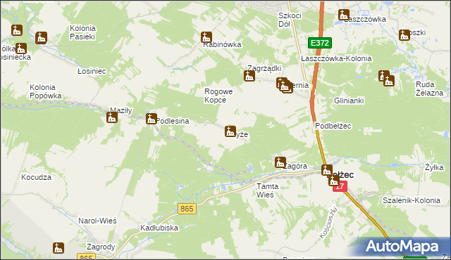 mapa Chyże gmina Bełżec, Chyże gmina Bełżec na mapie Targeo