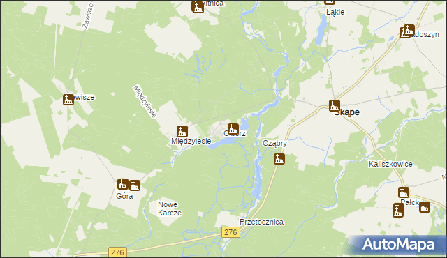 mapa Cibórz gmina Skąpe, Cibórz gmina Skąpe na mapie Targeo