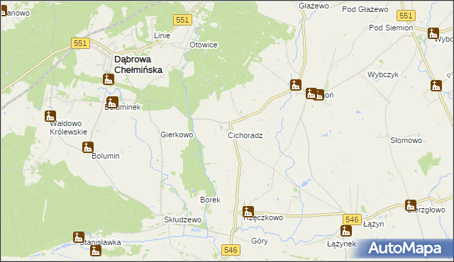 mapa Cichoradz, Cichoradz na mapie Targeo