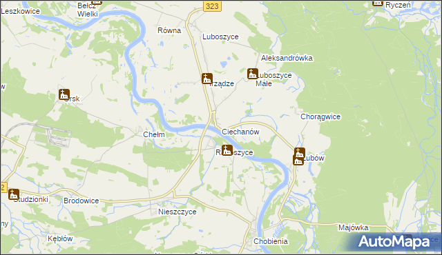 mapa Ciechanów gmina Jemielno, Ciechanów gmina Jemielno na mapie Targeo