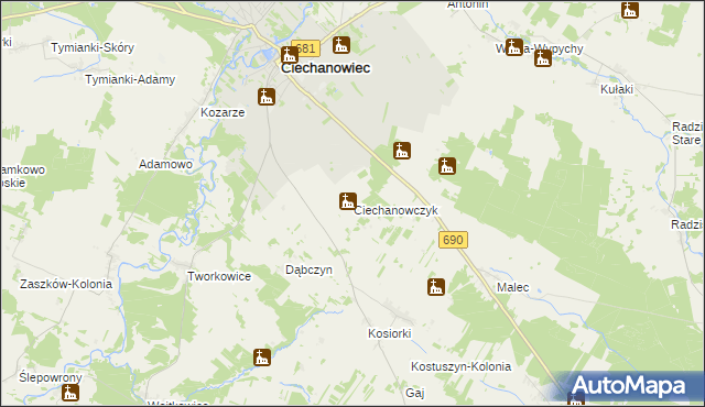 mapa Ciechanowczyk, Ciechanowczyk na mapie Targeo