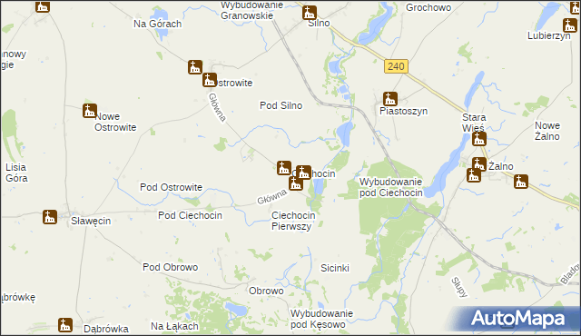 mapa Ciechocin gmina Chojnice, Ciechocin gmina Chojnice na mapie Targeo