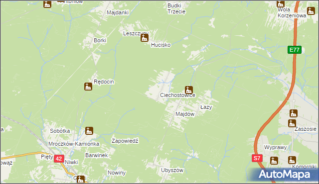 mapa Ciechostowice, Ciechostowice na mapie Targeo