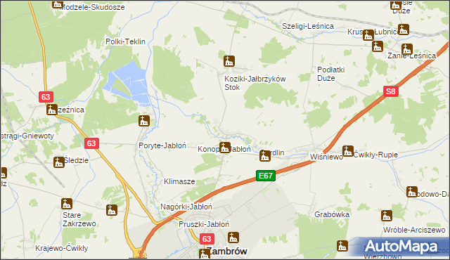 mapa Cieciorki, Cieciorki na mapie Targeo