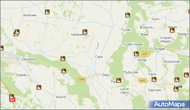 mapa Cięćk, Cięćk na mapie Targeo