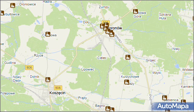 mapa Cielec, Cielec na mapie Targeo