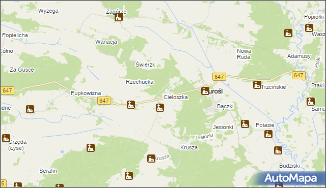 mapa Cieloszka, Cieloszka na mapie Targeo