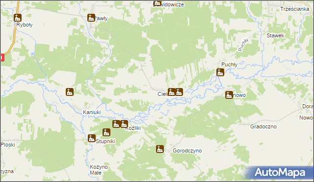 mapa Ciełuszki, Ciełuszki na mapie Targeo