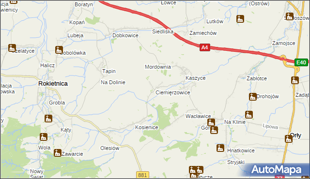 mapa Ciemięrzowice, Ciemięrzowice na mapie Targeo