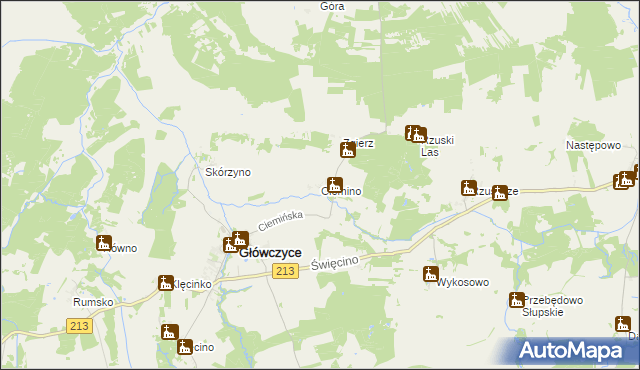 mapa Ciemino gmina Główczyce, Ciemino gmina Główczyce na mapie Targeo