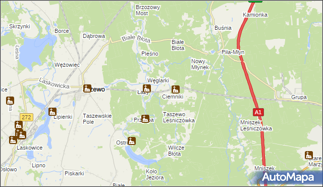 mapa Ciemniki, Ciemniki na mapie Targeo