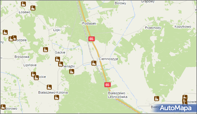 mapa Ciemnoszyje, Ciemnoszyje na mapie Targeo