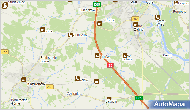 mapa Ciepielów gmina Nowa Sól, Ciepielów gmina Nowa Sól na mapie Targeo